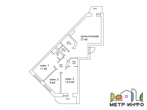 3-к квартира, 4/16 эт., 80м²