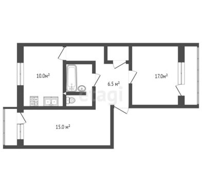 2-к квартира, 2/5 эт., 55м²