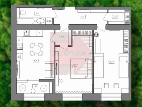 2-к квартира, 7/17 эт., 74м²