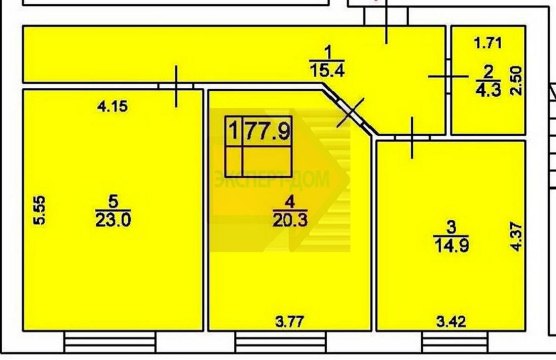 2-к квартира, 1/4 эт., 77м²