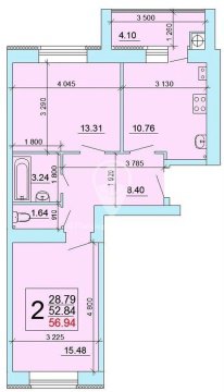 2-к квартира, 9/10 эт., 53м²