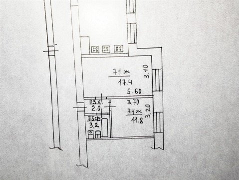 2-к квартира, 8/9 эт., 34м²