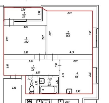 2-к квартира, 13/14 эт., 51м²