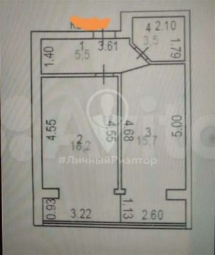 1-к квартира, 4/6 эт., 41м²