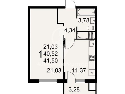 1-к квартира, 13/20 эт., 43м²