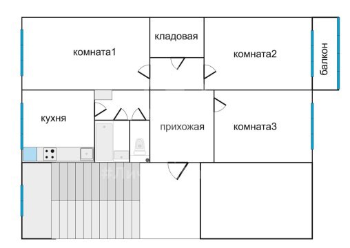 3-к квартира, 3/3 эт., 72м²