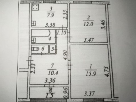 2-к квартира, 2/2 эт., 50м²