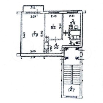 2-к квартира, 5/5 эт., 41м²