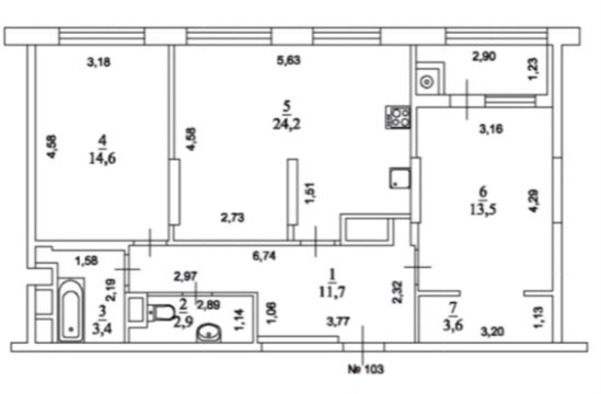 3-к квартира, 18/25 эт., 76м²