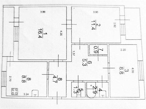 3-к квартира, 5/6 эт., 61м²