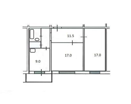 2-к квартира, 11/14 эт., 57м²