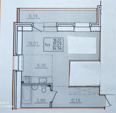 1-к квартира, 3/3 эт., 31м²